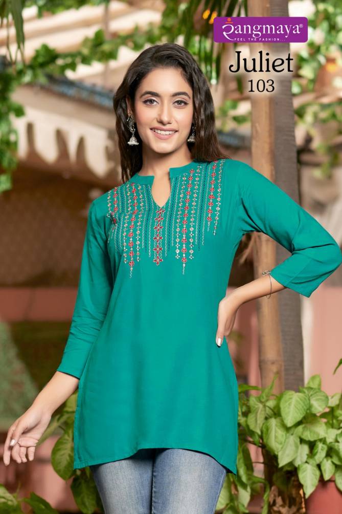 Juliet By Rangmaya Rayon Tunic Ladies Top Wholesale Price In Surat